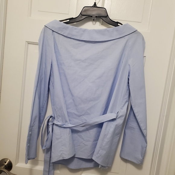 Zara Elegant Blue Women's Wrap Top - Picture 3 of 9